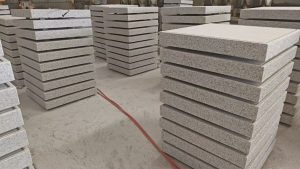 Thick granite slabs cut down for kerbs and edging