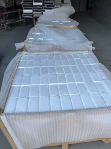 Granite thin tiles packed in carton inside a wooden crate