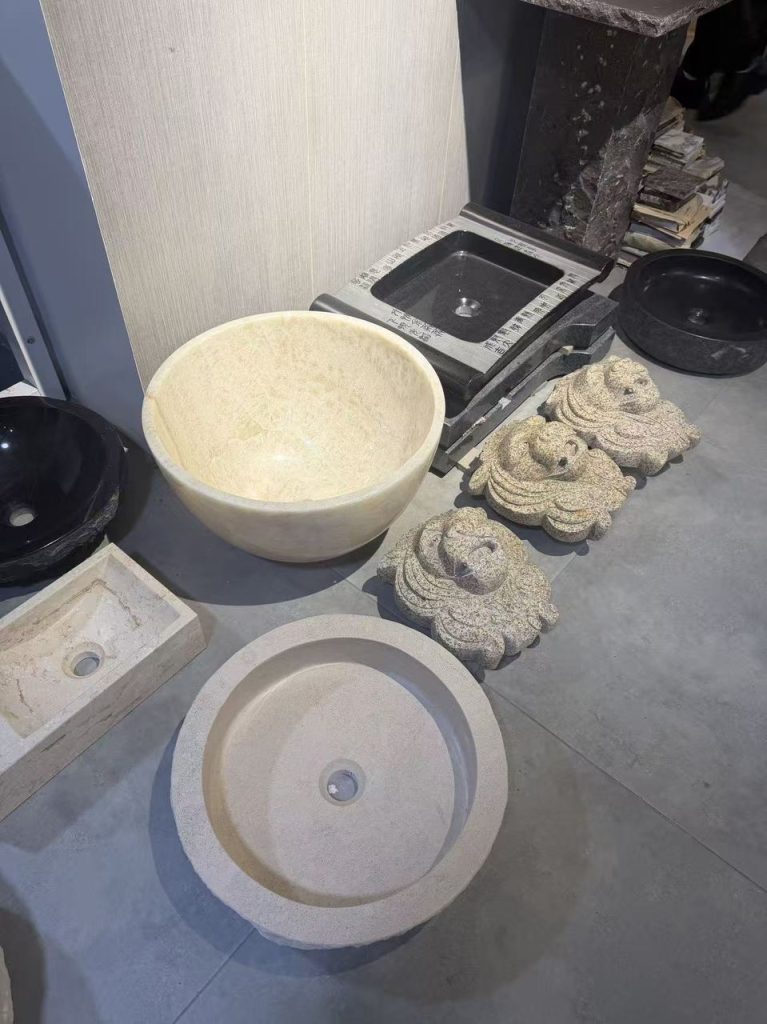 Round Travertine Vessel Basin